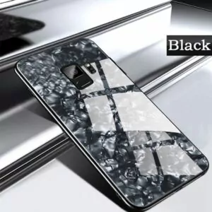 Case Shell Marmer Glass Samsung A8 A8 Plus Black