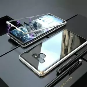 Magnetic Case sFor Samsung Galaxy Note 9 Case Metal Bumper Clear Glass Hard Cover For coque 4 compressor