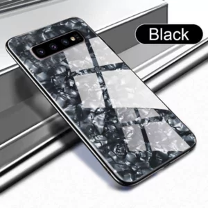 0 For Samsung Galaxy S10 S9 S8 Plus S10E Note 9 Case Tempered Glass Shell Texture Back