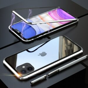5 Metal Magnetic Adsorption Case For iphone 11 case Tempered Glass Back For iphone 11 pro max