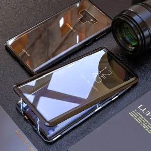 0 Luxury 360 Double sided glass Magnetic case for samsung galaxy s9 plus note 9 Aluminum metal