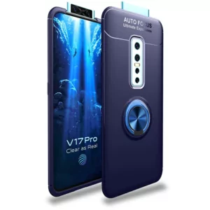 1 For VIVO V17 Pro Case Metal Finger Ring Matte Soft TPU Silicone Back Cover For VIVO