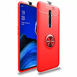 2 For OPPO Reno 2F Case Soft TPU Silicone Metal Finger Ring Matte Back Cover For OPPO