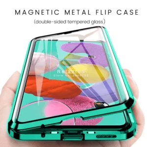 0 double side glass magnetic flip case for samsung a51 a71 cover cases for samsung galaxy a71