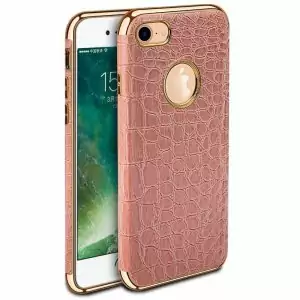 Business-Crocodile-Grain-PU-Leather-Case-For-iPhone-X-7-8-6-6S-Plus-5-5S_Pink