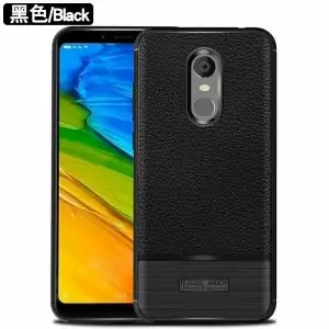 Case-For-Xiaomi-Redmi-5-Plus-Case-Litchi-Texture-Funda-Carbon-Fiber-Brushed-Wire-Drawing-Silicone_black