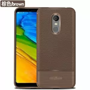 Case-For-Xiaomi-Redmi-5-Plus-Case-Litchi-Texture-Funda-Carbon-Fiber-Brushed-Wire-Drawing-Silicone_brown