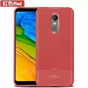 Case-For-Xiaomi-Redmi-5-Plus-Case-Litchi-Texture-Funda-Carbon-Fiber-Brushed-Wire-Drawing-Silicone_red