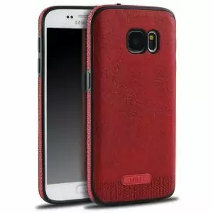Case Leather Stitching Premium Samsung S7 Edge Red (1)