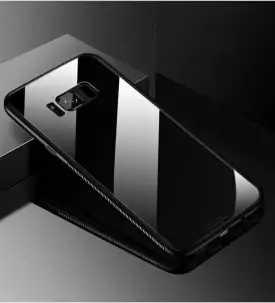 Case Samsung S8 S8 Luxury Tempered Glass Premium Case Black