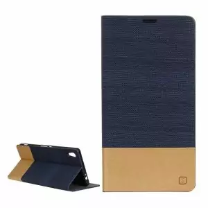 Flip Cover Denim With Canvas Style Samsung Note 5 Navy Blue
