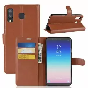 Flip Leather Wallet Samsung A8 Star Brown