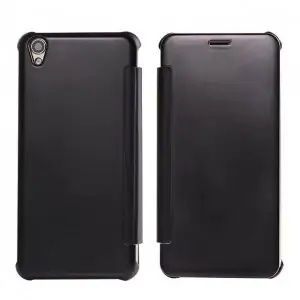 Luxury Original Mirror View Window Smart Flip Case Cover For OPPO R9 Plus(Black)