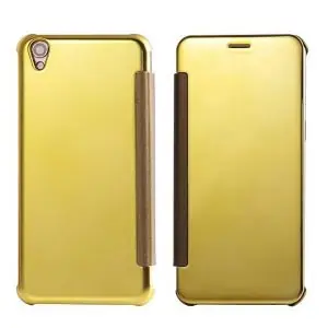 Luxury Original Mirror View Window Smart Flip Case Cover For OPPO R9 Plus(Gold)