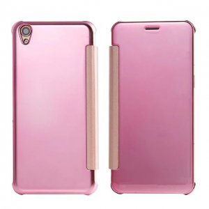 Luxury Original Mirror View Window Smart Flip Case Cover For OPPO R9 Plus(Pink)