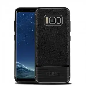 New Case Armor Rugged Soft Cover Slim Leather TPU Samsung Galaxy S8 S8 Plus Black