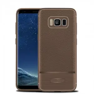 New Case Armor Rugged Soft Cover Slim Leather TPU Samsung Galaxy S8 S8 Plus Brown