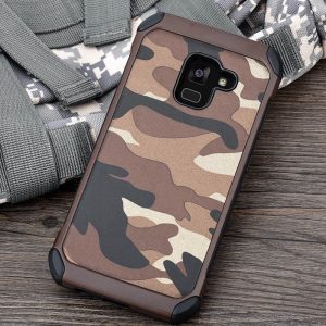 Phone-Case-for-Samsung-Galaxy-A8-2018-Army-Camo-Camouflage-Pattern-PC-TPU-2-in1-Anti_Brown - Copy