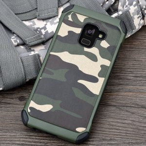 Phone-Case-for-Samsung-Galaxy-A8-2018-Army-Camo-Camouflage-Pattern-PC-TPU-2-in1-Anti_Green
