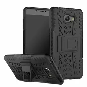 RUGGED ARMOR Samsung C9 PRO hard soft case kickstand back cover casing BLACK