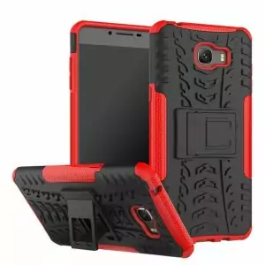 RUGGED ARMOR Samsung C9 PRO hard soft case kickstand back cover casing Black Red
