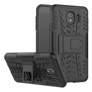 RUGGED ARMOR case Samsung J4 2018 softcase casing hp cover kick stand Black