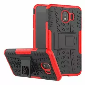 RUGGED ARMOR case Samsung J4 2018 softcase casing hp cover kick stand Red