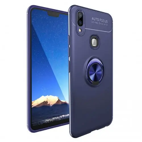 Soft Case Metal Ring Bracket Auto Focus For Vivo V9 Navy