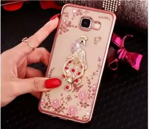 Softcase Luxury TPU FLOWER With Ring Samsung Galaxy C9 Pro Rose Gold 2